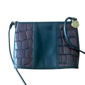 Brahmin Black and Brown Croc Small Crossbody Bag